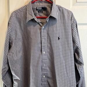 Polo Ralph Lauren Mens Shirt XL Blue Check Long Sleeve Button Up